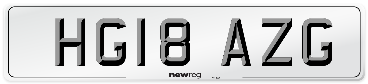 HG18 AZG Number Plate from New Reg
